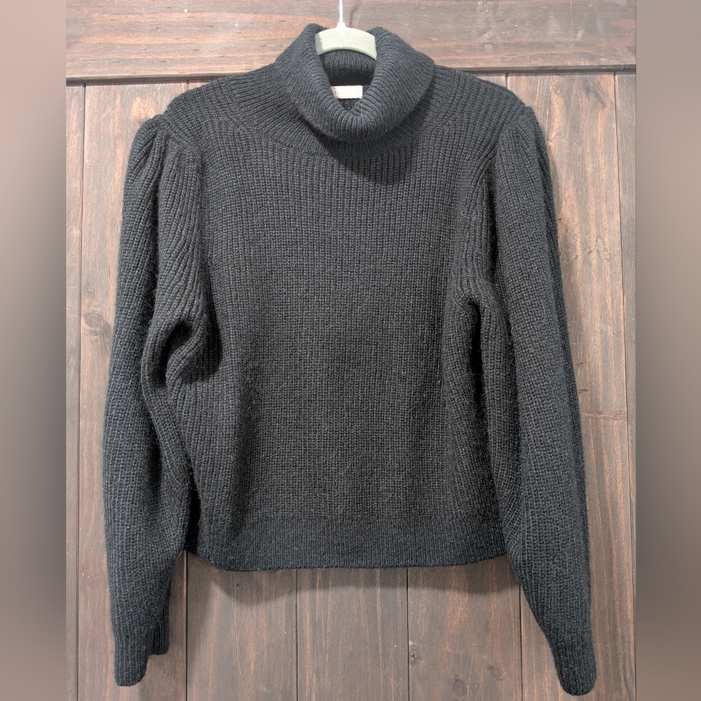 J.Crew Black Turtleneck Puff Sleeve Sweater Women’s Large